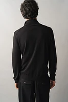 Slim Fit Merino Wool Cardigan with Zipper