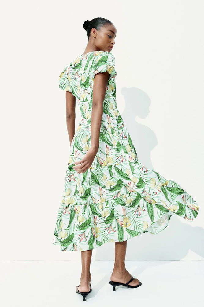 Tiered-Skirt Poplin Dress