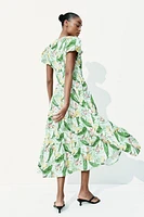 Tiered-Skirt Poplin Dress