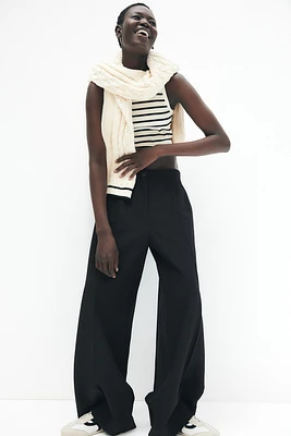 Wide-Leg Linen-Blend Pants