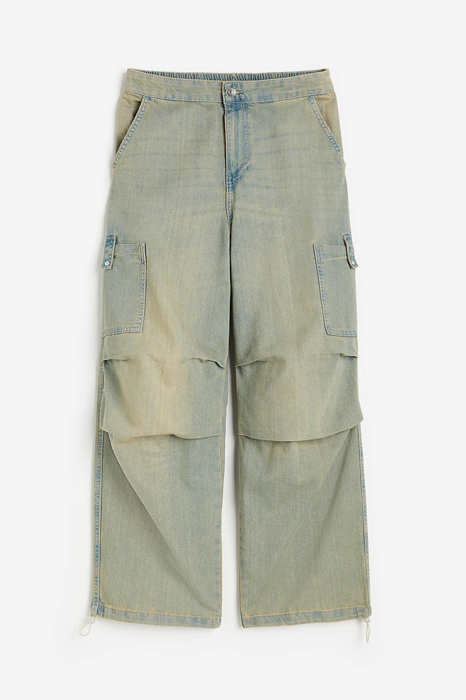 Denim Parachute Pants