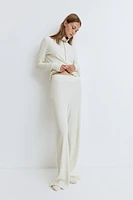 Ribbed Slit-Hem Pants