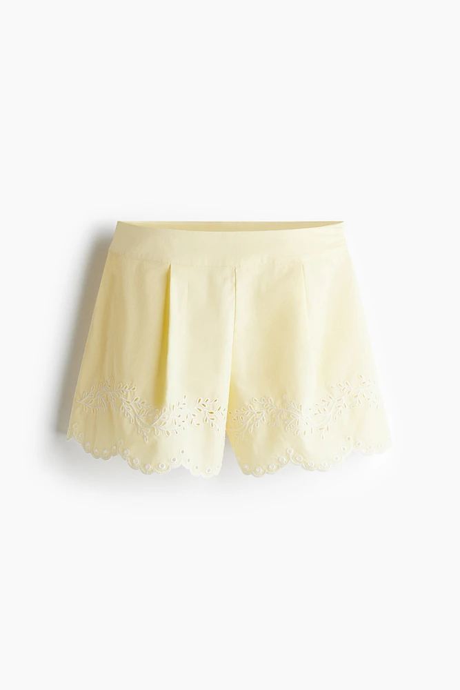 Shorts with Eyelet Embroidery