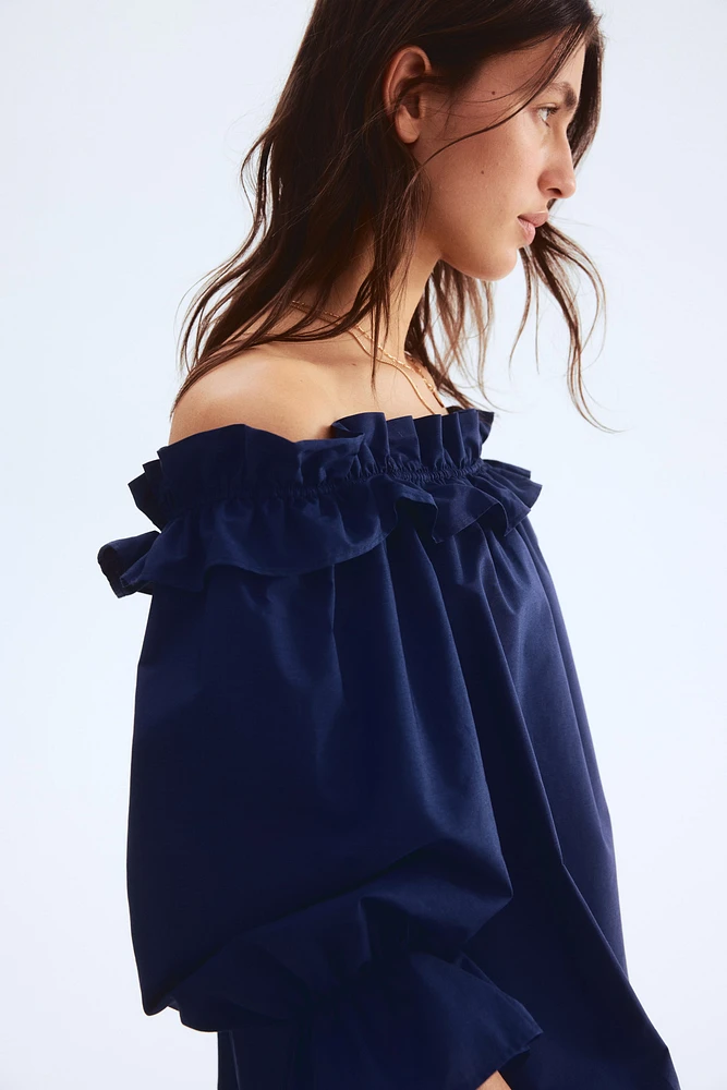 Off-the-Shoulder Poplin Dress