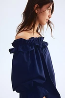 Off-the-Shoulder Poplin Dress