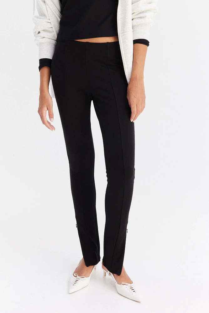 Zip-Hem Thick Jersey Leggings