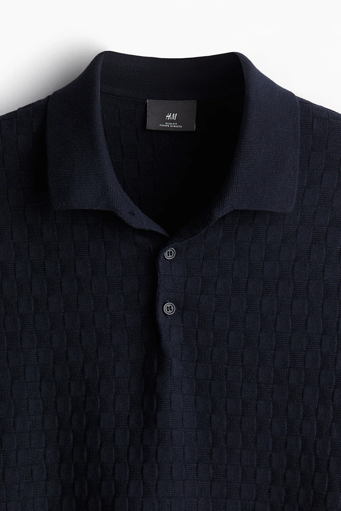 Slim Fit Textured-knit Polo Shirt