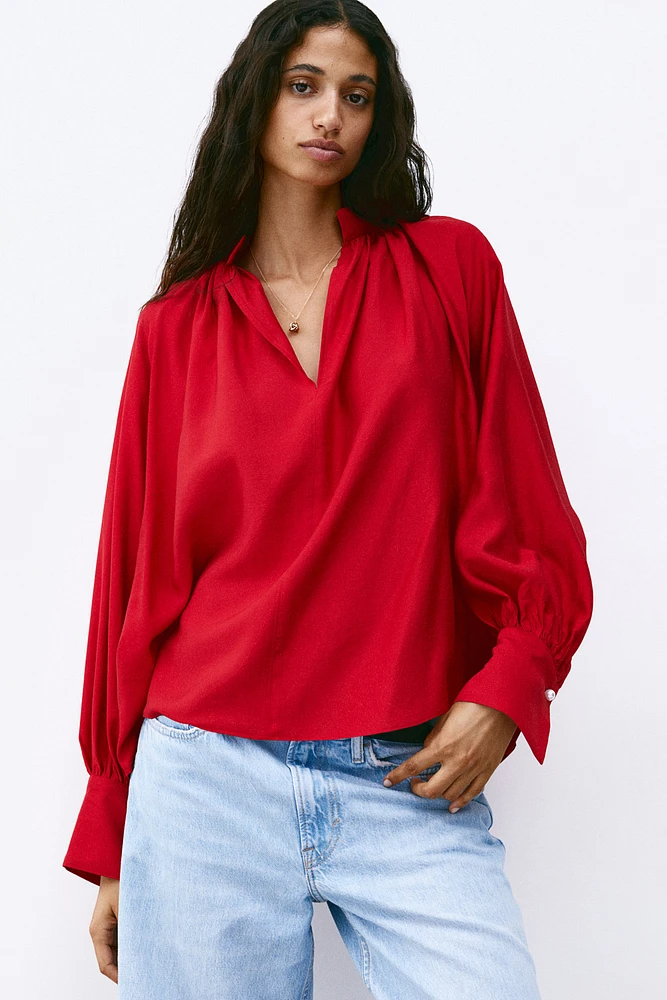 Balloon-Sleeved Blouse