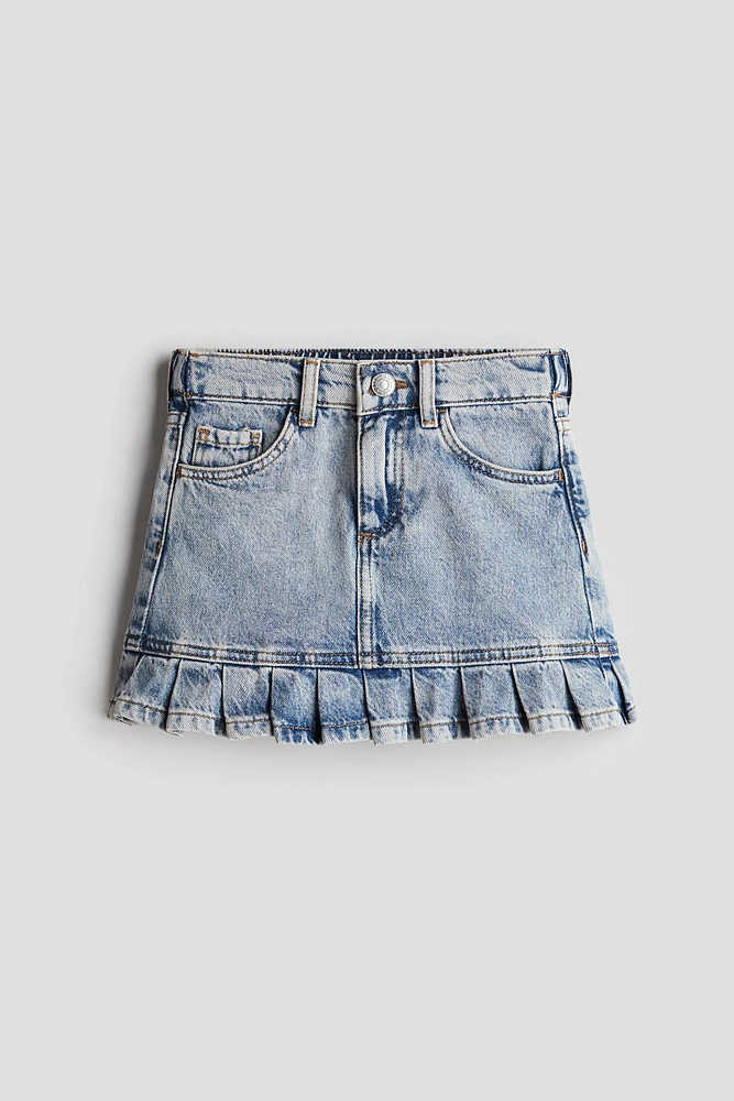 Ruffle-Trimmed Denim Skirt