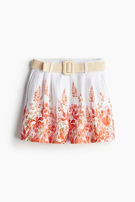 Belted Twill Shorts