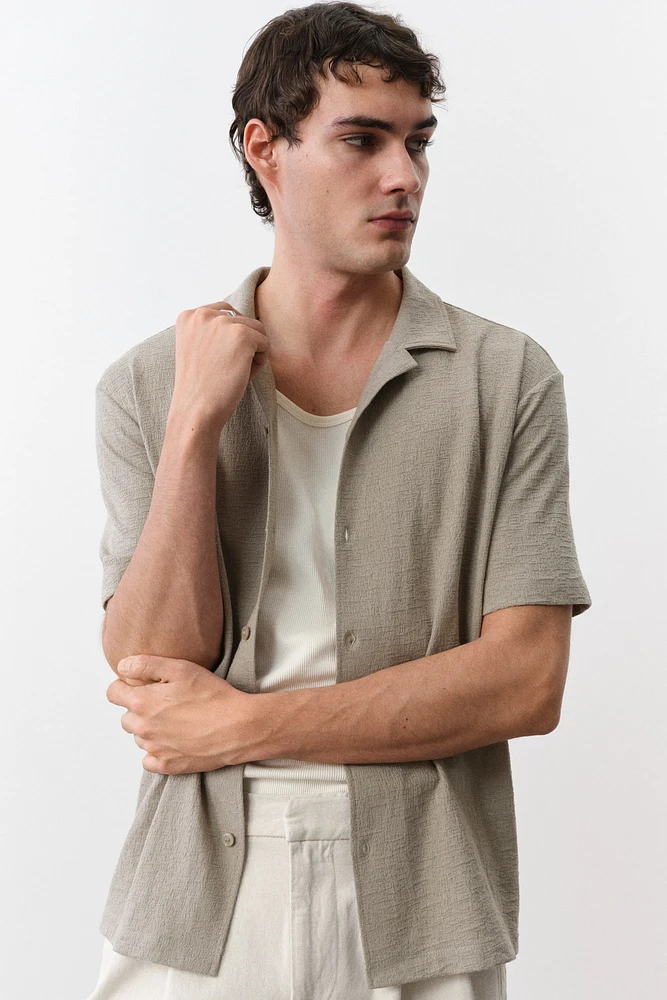 Chemise classique en jersey avec col cubain
