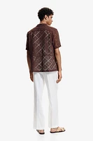 Regular Fit Crochet-look Resort Shirt