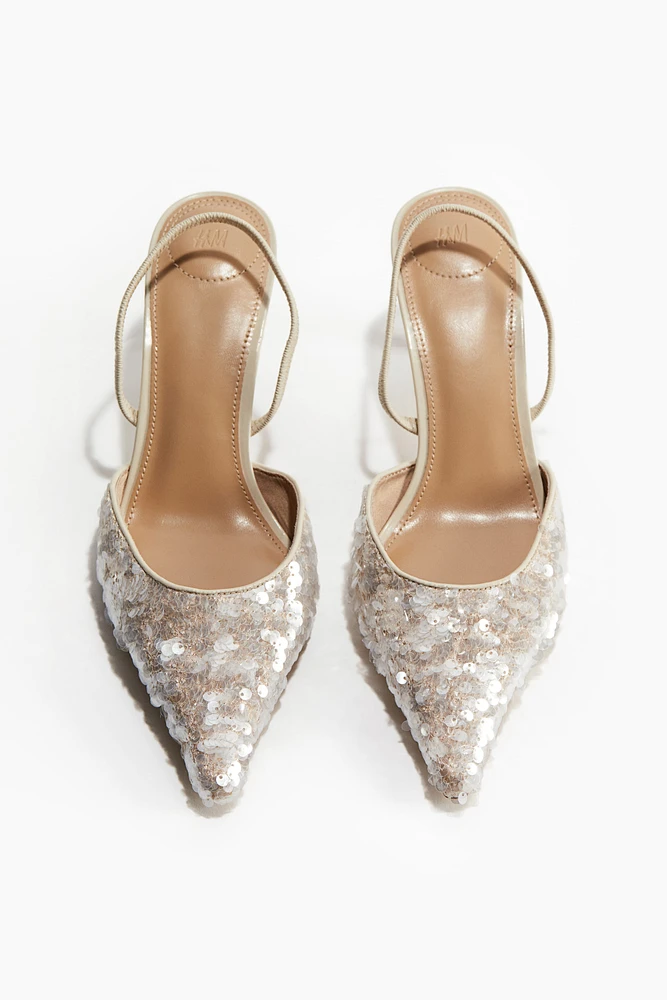 Sequined Slingback Pumps