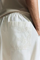 Embroidered Cotton Pull-On Pants