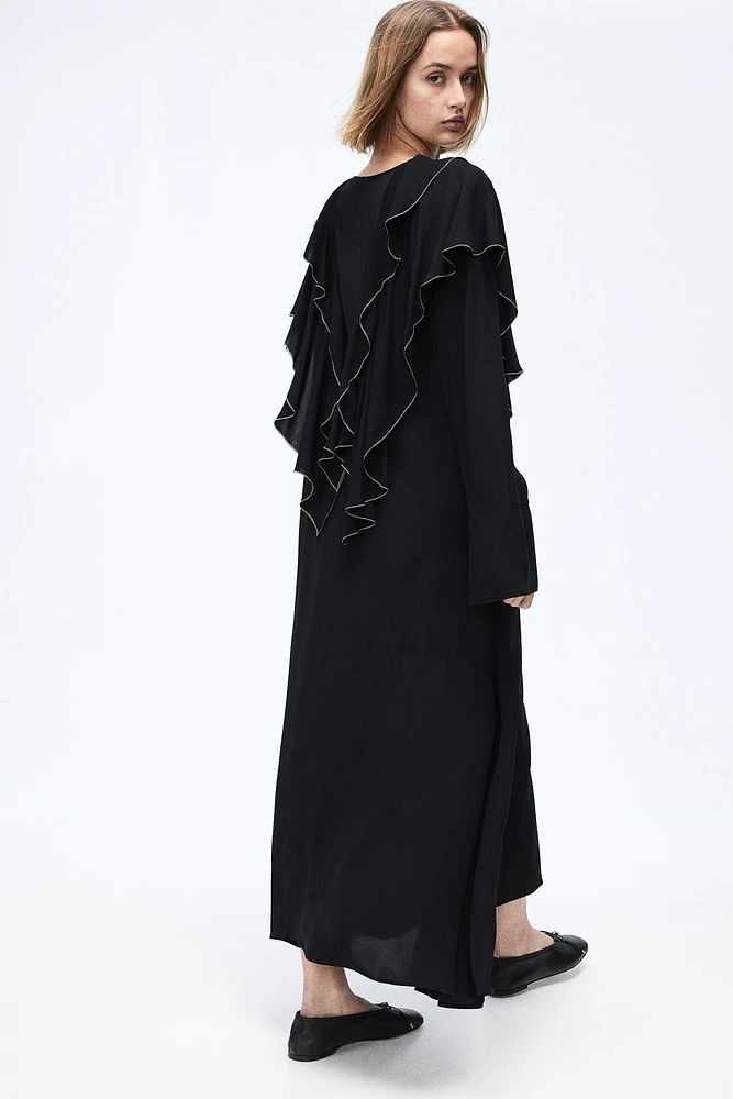 Flounce-trimmed Viscose Dress