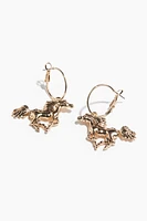 Horse-Pendant Hoop Earrings