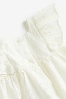 Flounce-trimmed Eyelet Embroidery Dress