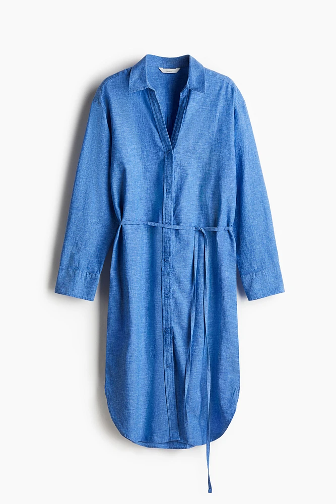 Linen-Blend Shirt Dress