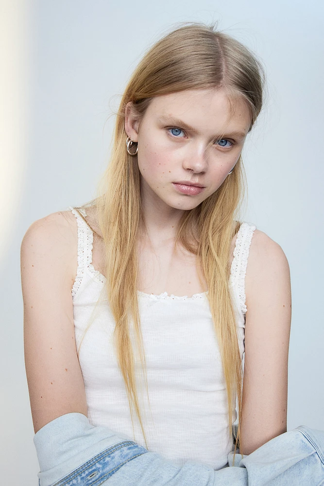 Lace-trimmed Tank Top