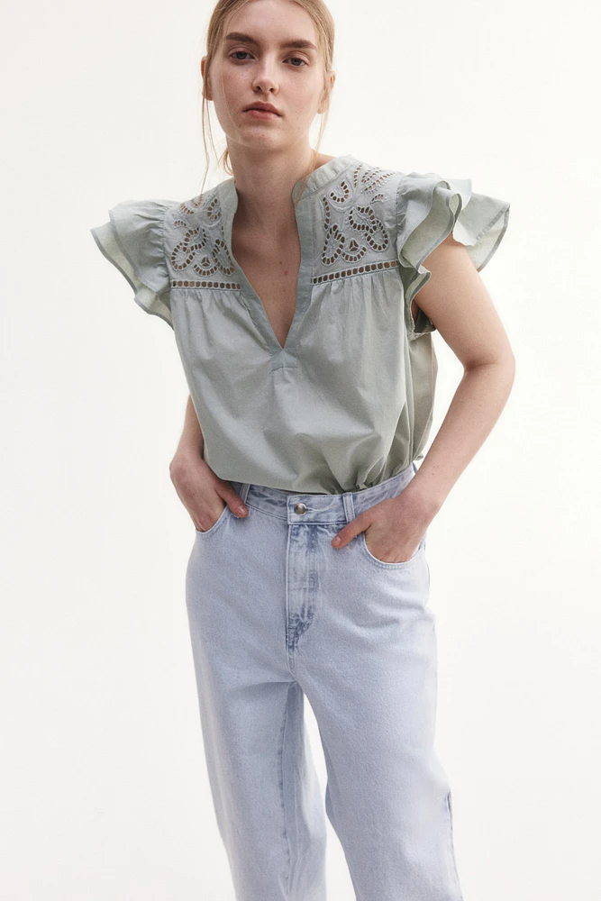 Blouse with Eyelet Embroidery