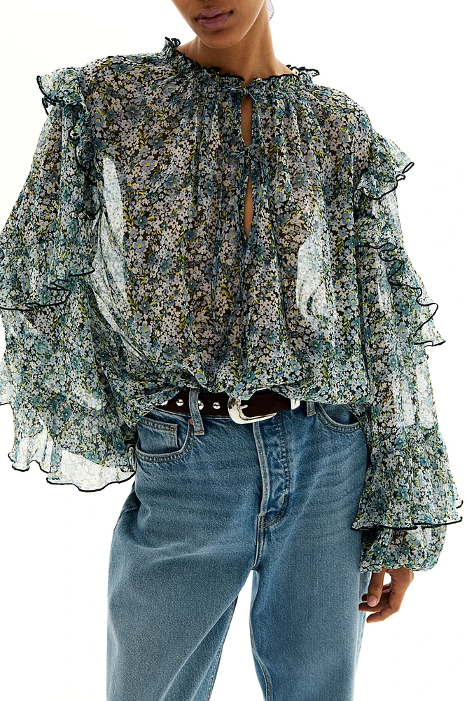 Flounced Chiffon Blouse