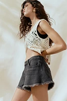 Frayed-Edge Denim Shorts