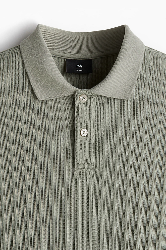 Slim-Fit Textured Jersey Polo Shirt