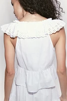 Top with Ruffle-trimmed Eyelet Embroidery