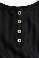 Ribbed Button-front Bodysuit