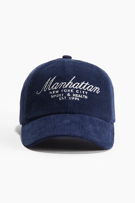 Casquette en velours côtelé