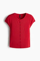 Short-Sleeved Fine-Knit Cardigan