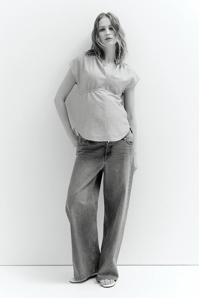 MAMA Tie-belt muslin blouse