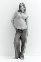 MAMA Tie-belt muslin blouse