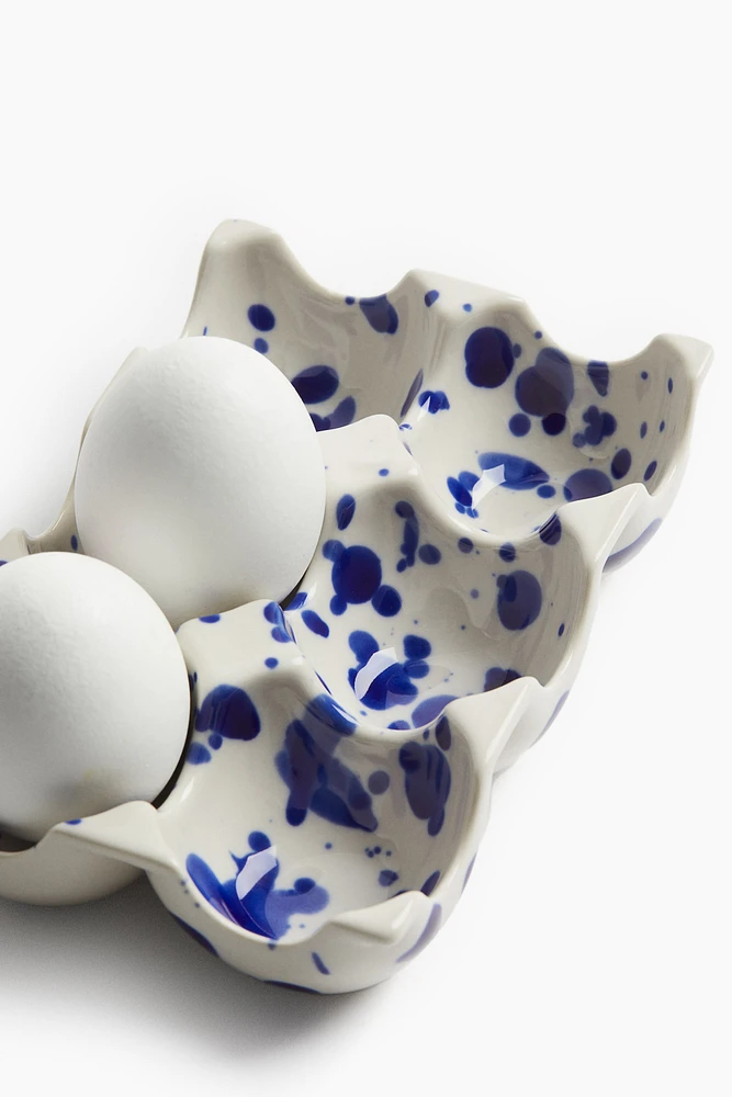 Speckled-Glaze Stoneware Egg Tray