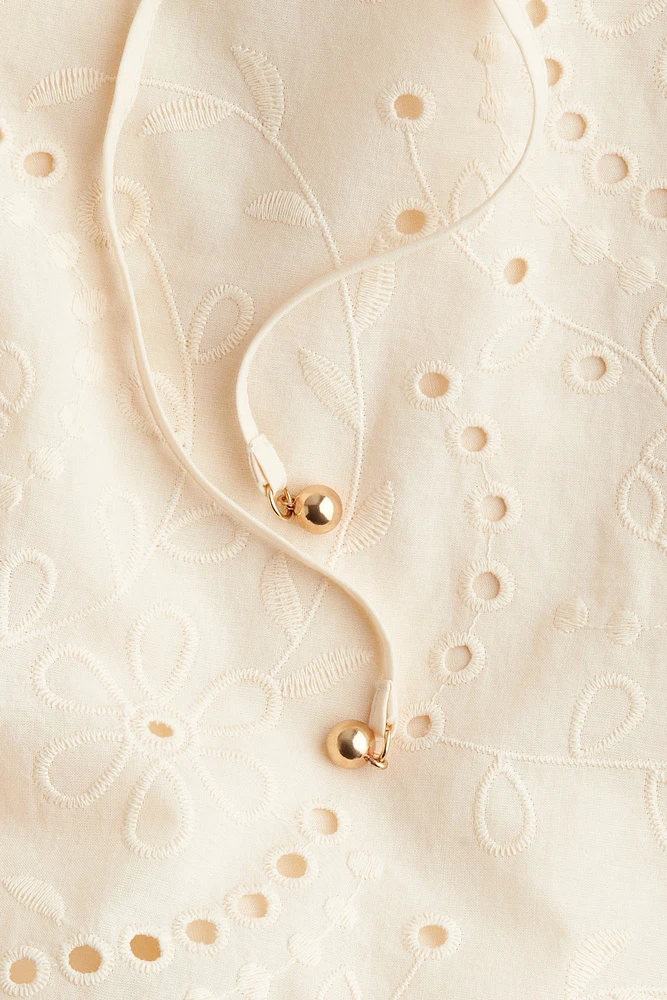 Eyelet-Embroidered Dress with Tie Belt