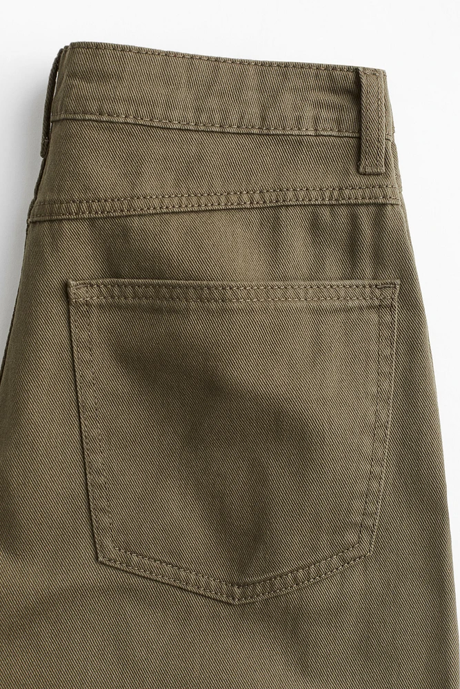 Barrel-leg twill trousers