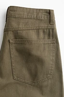 Barrel-leg twill trousers