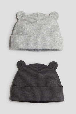 2-pack Ribbed Beanies with Ears