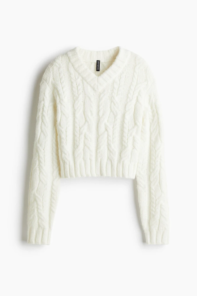 V-Neck Cable-Knit Sweater