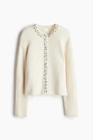 Rhinestone-Decorated Cardigan