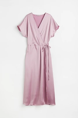 Satin Wrap-front Dress