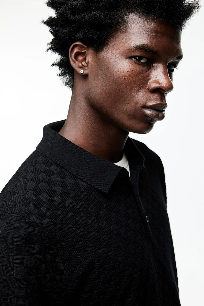 Slim Fit Textured-knit Polo Shirt