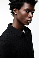 Slim Fit Textured-knit Polo Shirt