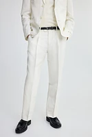 Regular-Fit Linen-Blend Suit Pants