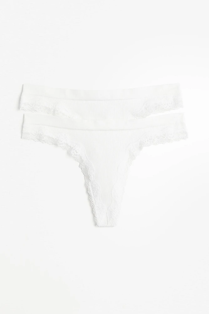 Lot de 2 culottes Thong sans coutures à dentelle