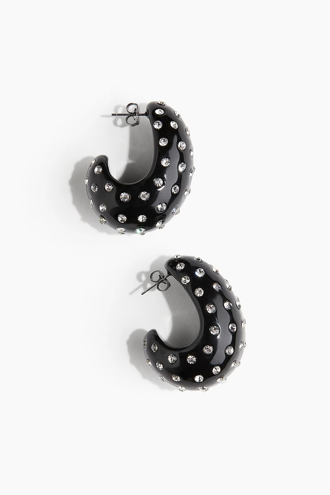 Rhinestone-Embellished Chunky Earrings