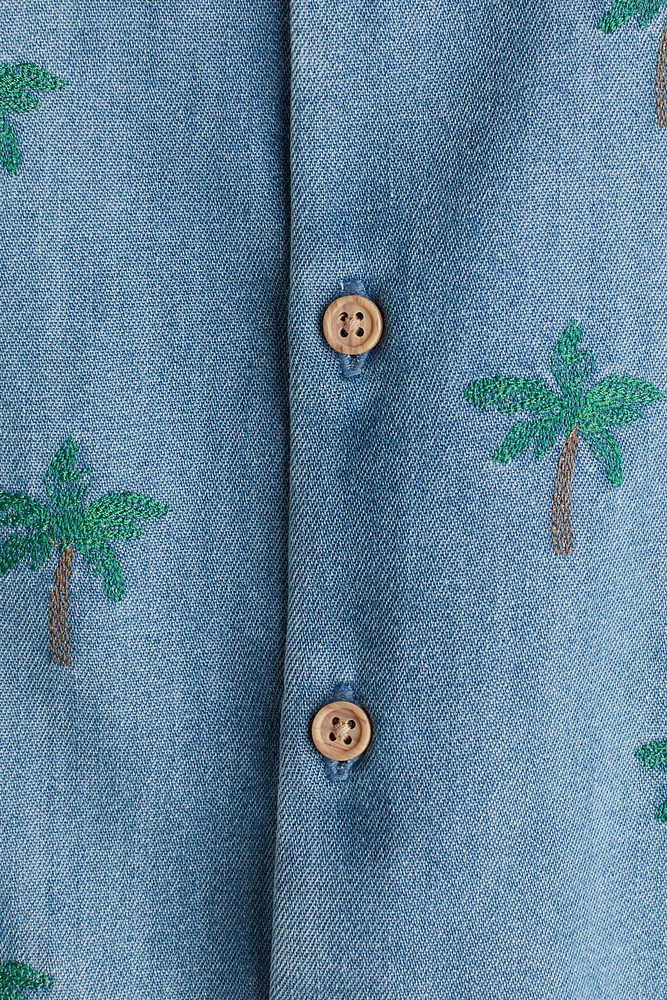 Embroidery-detail romper suit
