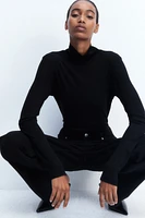 Ribbed Turtleneck Top