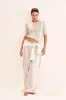 Linen-Blend Drawstring Pants