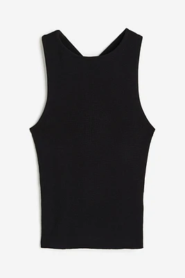 Rib-knit Cross-back Sleeveless Top